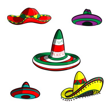 sombrero set for Cinco de May on white background clipart