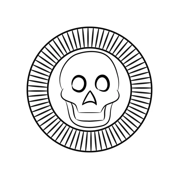 Totenkopf als Todesgott der Azteken stilisiert — Stockvektor