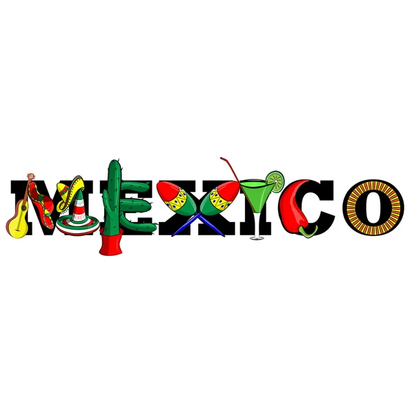 Mexico word. Design element isolated on white. — Stock Vector