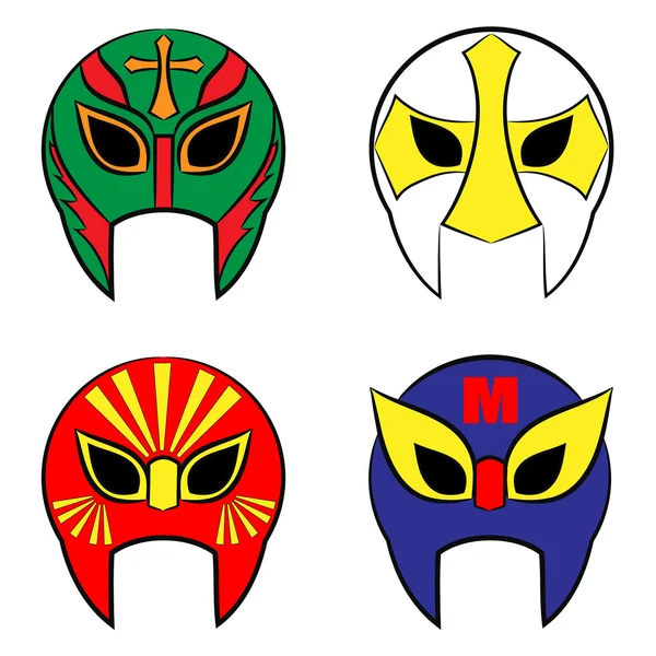 Máscaras de lucha mexicana sobre un fondo blanco — Vector de stock