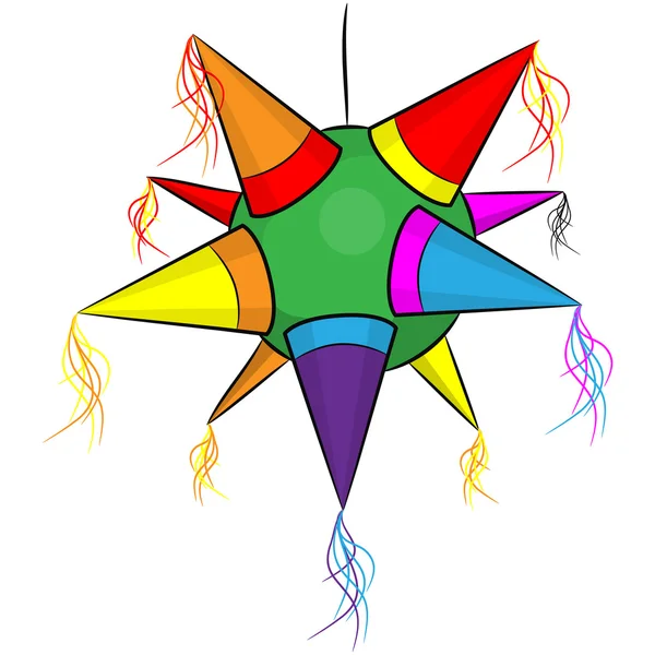 Color piñata mexicana, estrella de la forma para fiestas — Archivo Imágenes Vectoriales