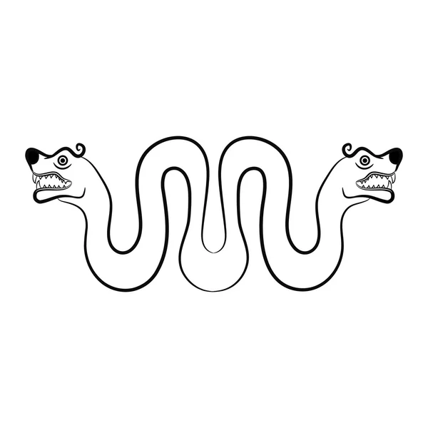 Noir et blanc Serpent aztèque traditionnel à deux têtes — Image vectorielle