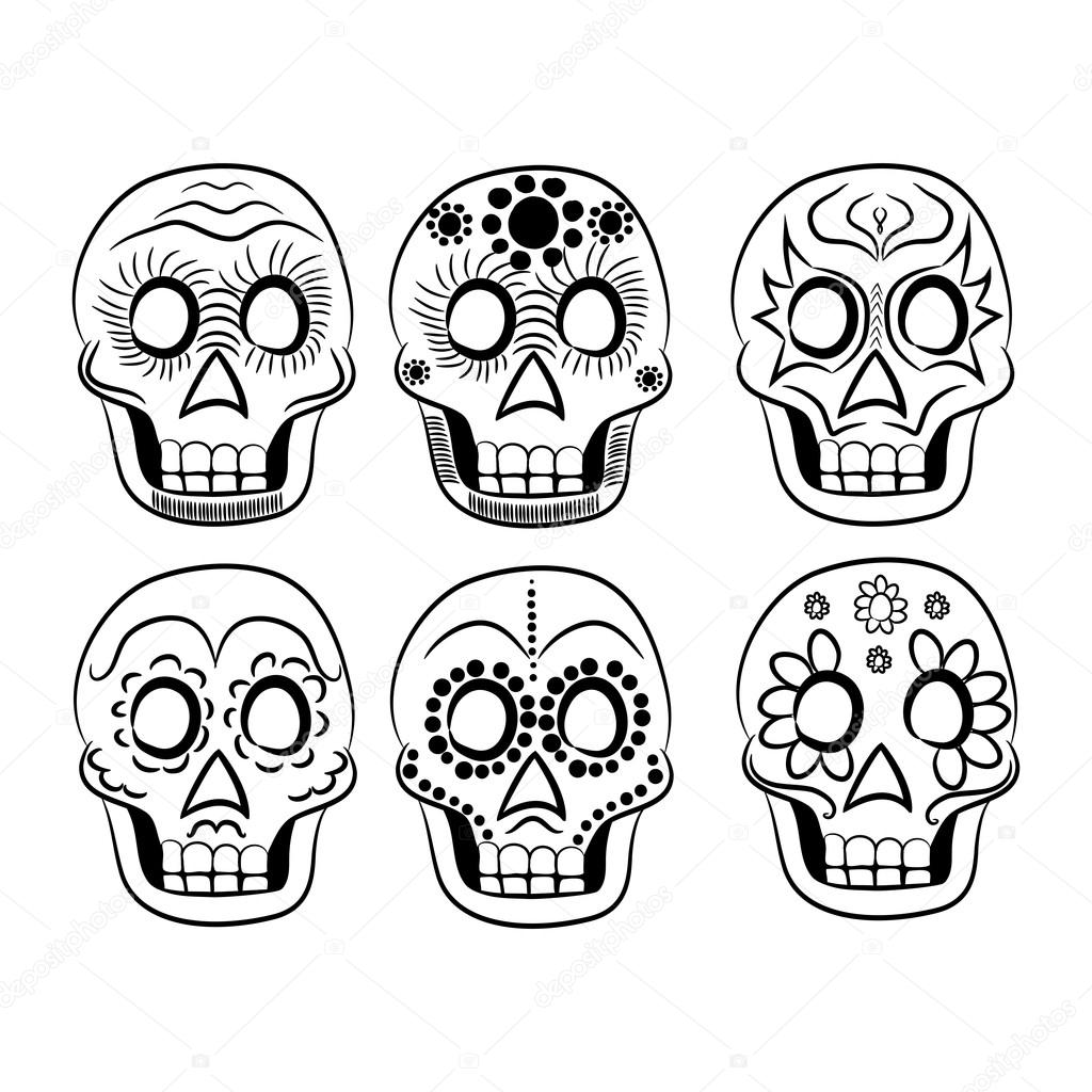 Image vectorielle Masques mexicains pour Cinco e Mayo sur fond blanc par  ©GennadiiKorchuganov - 75095221, image size:1024x1024