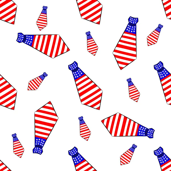 Seamless pattern with ties  painted in the colors of the American flag — Stock Vector