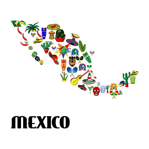 Poster Mexico map — Stockový vektor