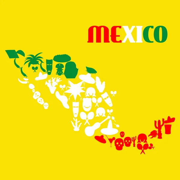 Mapa de Poster México —  Vetores de Stock