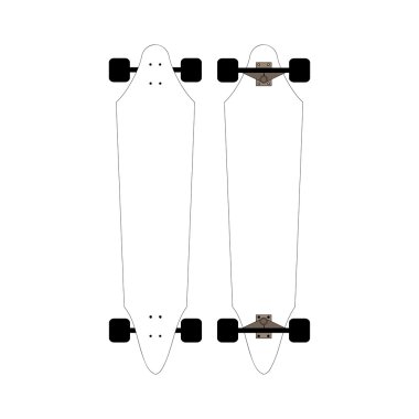 mock-up longboards için. Siyah jantlar ile beyaz longboards için alay. beyaz izole vektör çizimler.