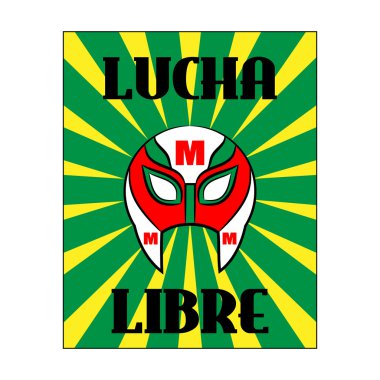 Lucha Libre - wrestling  spanish text - Mexican wrestler mask - poster clipart