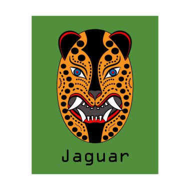 mask jaguar poster of the Aztecs of ancient Mexico clipart