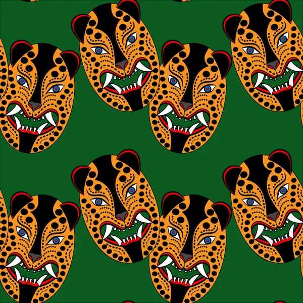 Masker jaguar-patroon van de Azteken van oude Mexico — Stockvector