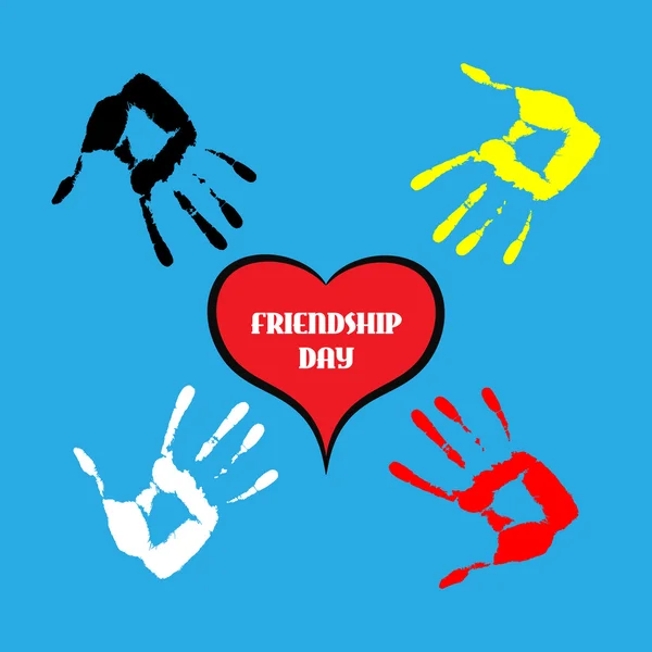 Ручний друк з іконою серця, щасливий день дружби — стоковий вектор