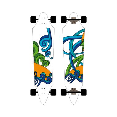 bir yaz tema üzerinde karalamalar tasvir longboard