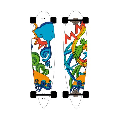 bir yaz tema üzerinde karalamalar tasvir longboard