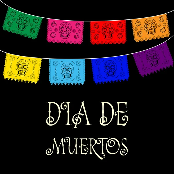 Dia de Muertos - Jour mexicain de la mort texte espagnol. décoration — Image vectorielle