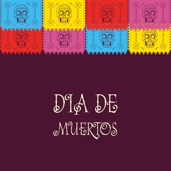 Día de Muertos - Día Mexicano de la Muerte texto en español. decoración — Archivo Imágenes Vectoriales