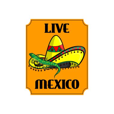 Still life depicted in the Mexican style, sambrero and iguana clipart