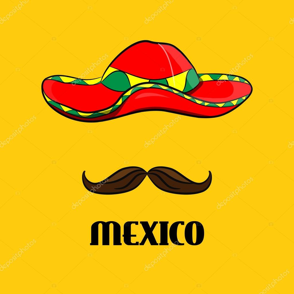 Poster Sombrero and mustache, real Mexican accessories