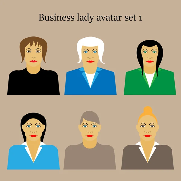 Uppsättning av affärskvinna profil ikonen kvinnliga porträtt platt design vektor illustration — Stock vektor