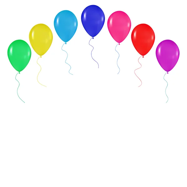 Fondo de globos coloridos realistas, vacaciones, saludos, boda, feliz cumpleaños, fiesta en un fondo blanco — Archivo Imágenes Vectoriales