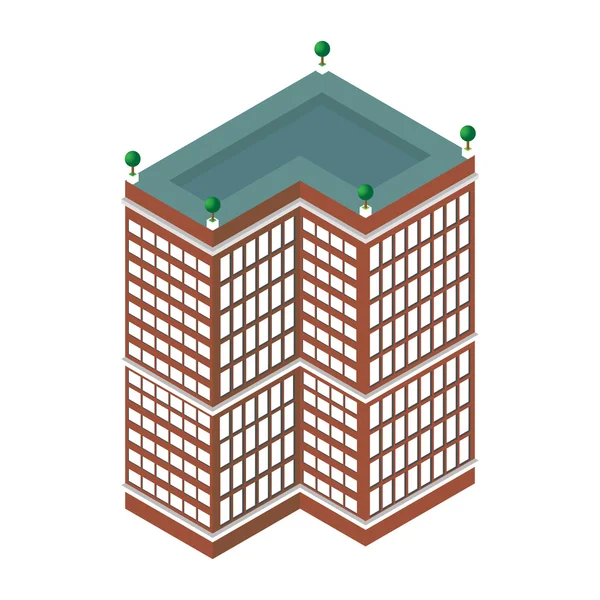 Gratte-ciel isométrique 3D plat. centre d'affaires. Isolé sur fond blanc. pour jeux, icônes, cartes . — Image vectorielle