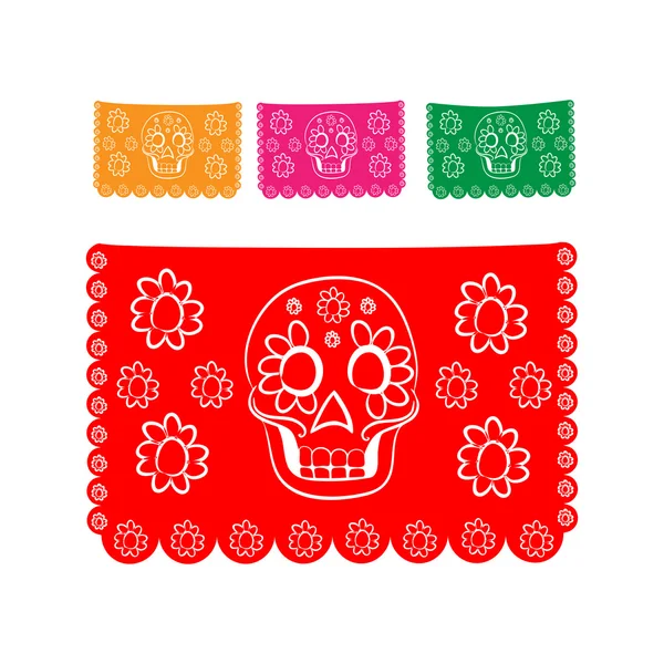 Sticker paper in traditional Mexican style and patterns for backgrounds skulls, celebrations, day of the dead, halloween, fiesta. — Stock Vector