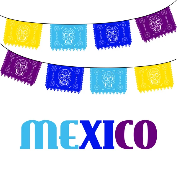 Mexiko. vícebarevné šablona s předsazením tradiční mexické vlajky — Stockový vektor