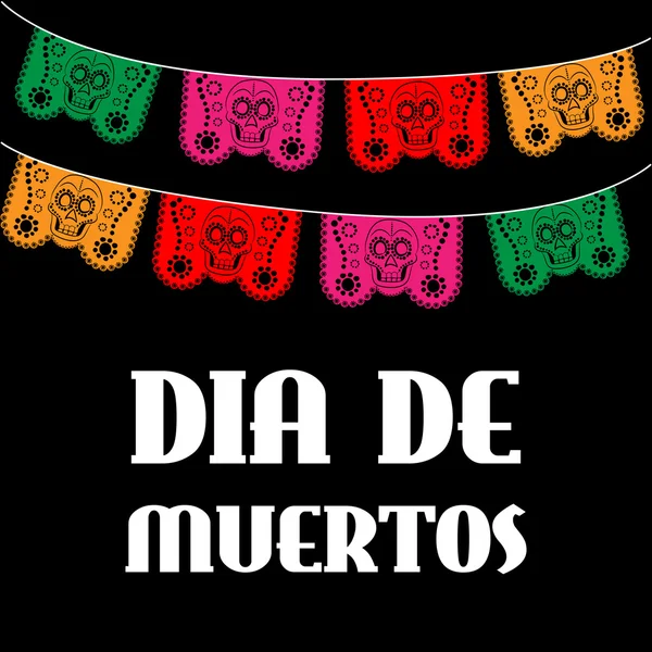 Dia de Muertos - Dia mexicano da morte texto espanhol. decoração —  Vetores de Stock