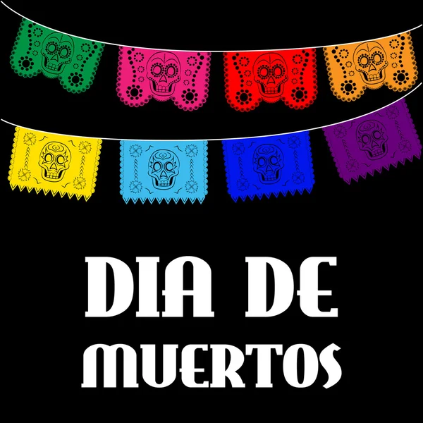 Día de Muertos - Día Mexicano de la Muerte texto en español. decoración — Vector de stock