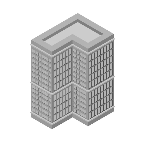 Rascacielos isométrico, edificio alto. Aislado sobre fondo blanco. Ilustración vectorial . — Vector de stock