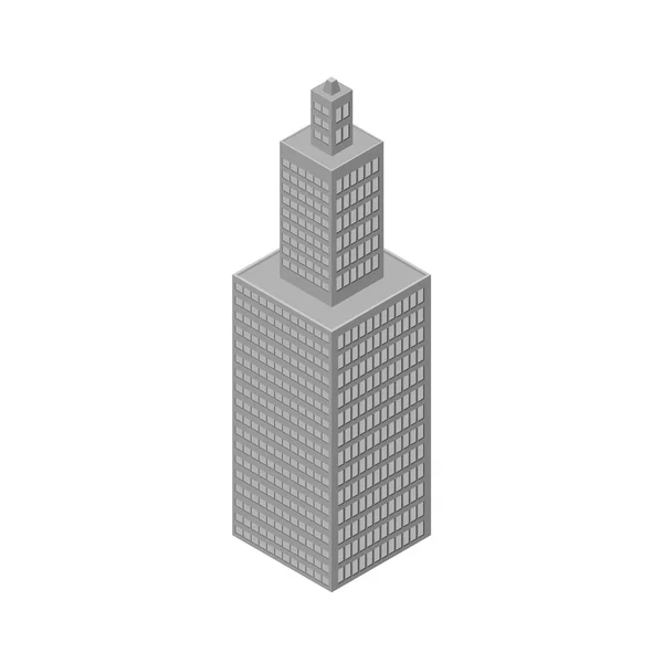 Un gratte-ciel isométrique, un grand immeuble. Isolé sur fond blanc. Illustration vectorielle . — Image vectorielle