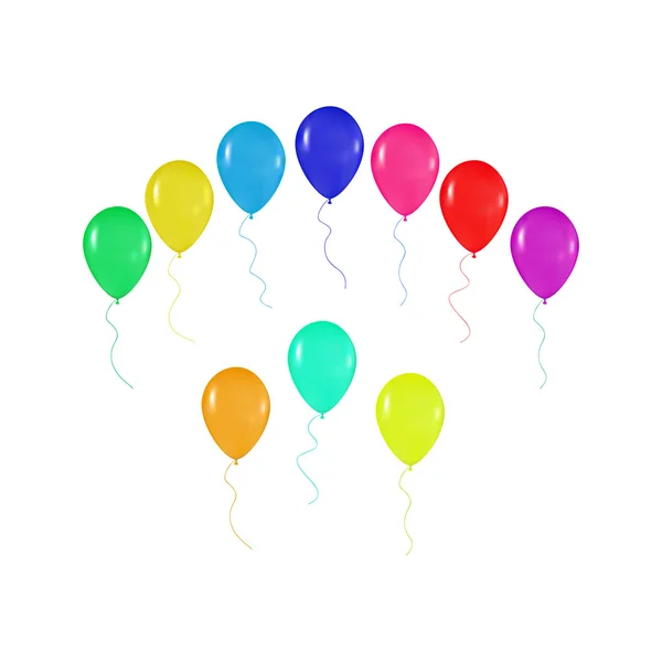 Conjunto de globos de colores en el estilo de realismo. para diseñar tarjetas, cumpleaños, bodas, fiestas, fiestas, invitaciones sobre un fondo blanco — Vector de stock