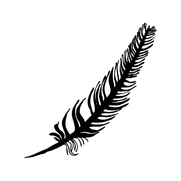 Hand draw bird feather style sketch for registration cards, textiles, coloring, tattoo white — Stockvector