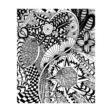zentangl pattern, doodle, Florent style hand draw can be used in print, in black and white backgrounds. clipart