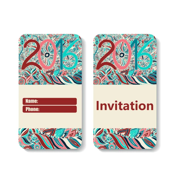 Horizontal invitation card for holiday 2016 — Stok Vektör