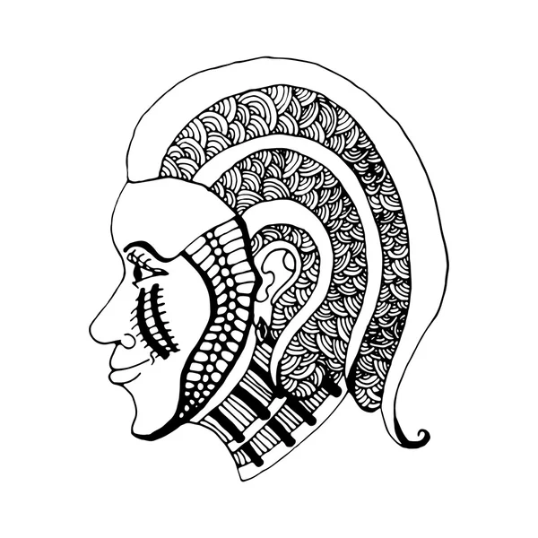 Hand draw girls head patterns  style of zentangle — Stock Vector