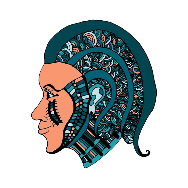 Handdraw girls head patterns style of zentangle — стоковый вектор