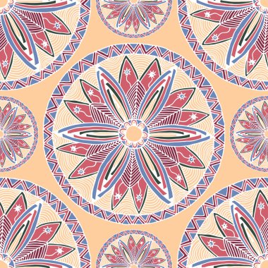 Dikişsiz desen renk mandala tarzı zentangle ve Doodle