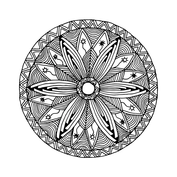 Mandala monochromatický styl zentangle a Doodle — Stockový vektor