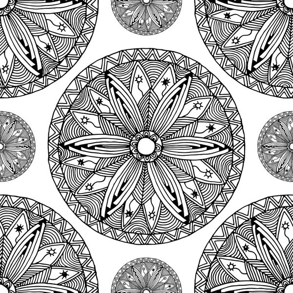 Patrón sin costuras de estilo mandala zentangle y Doodle — Archivo Imágenes Vectoriales