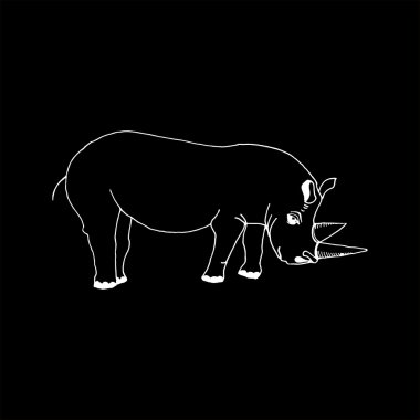 tek renkli el çizmek bir gergedan