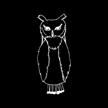 tek renkli el çizmek bir baykuş 