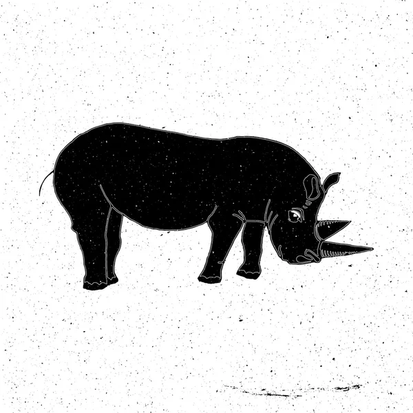 Rhino dessiné à la main dans un style grunge — Image vectorielle