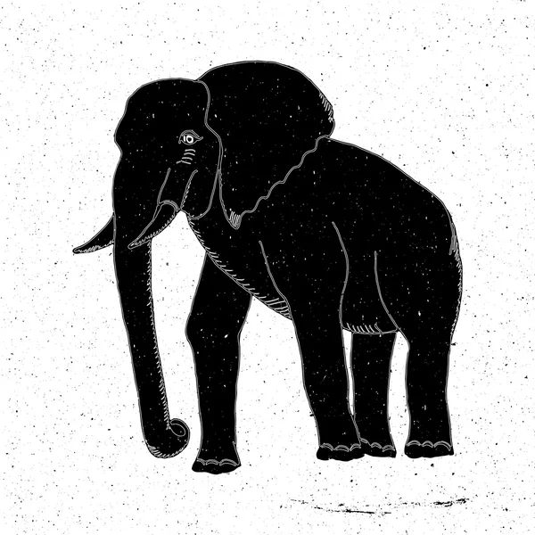 Elefante dibujado a mano en estilo grunge — Archivo Imágenes Vectoriales