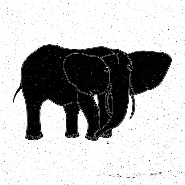 Elefante dibujado a mano en estilo grunge — Vector de stock
