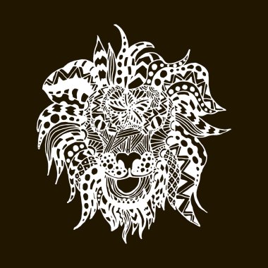 hand draw lion head zentangle patterns painted in trendy colors