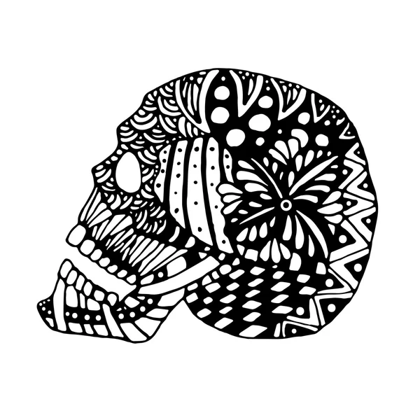 Hand zeichnet ein Totenkopf-Zentangle Trendmuster — Stockfoto