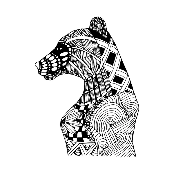 Handzeichnen Bärenmuster im Stil von Zentangle, Doodle — Stockfoto