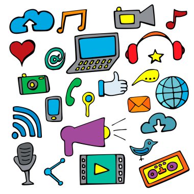 Set color social network signs and symbols