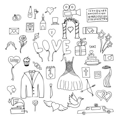 Set wedding symbols and signs