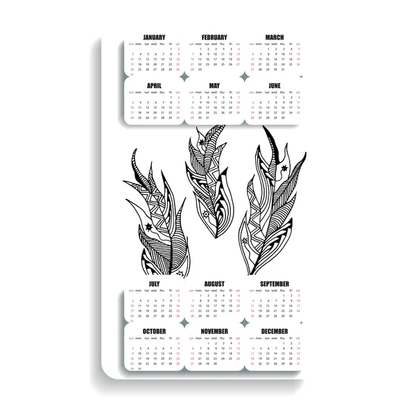 Vertical calendar of feathers — Stock Photo, Image